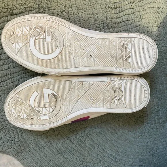 G by Guess Women White Lace Up Glitter on Stripe Sneakers Casual Shoes Size 7.5 - Picture 5 of 12